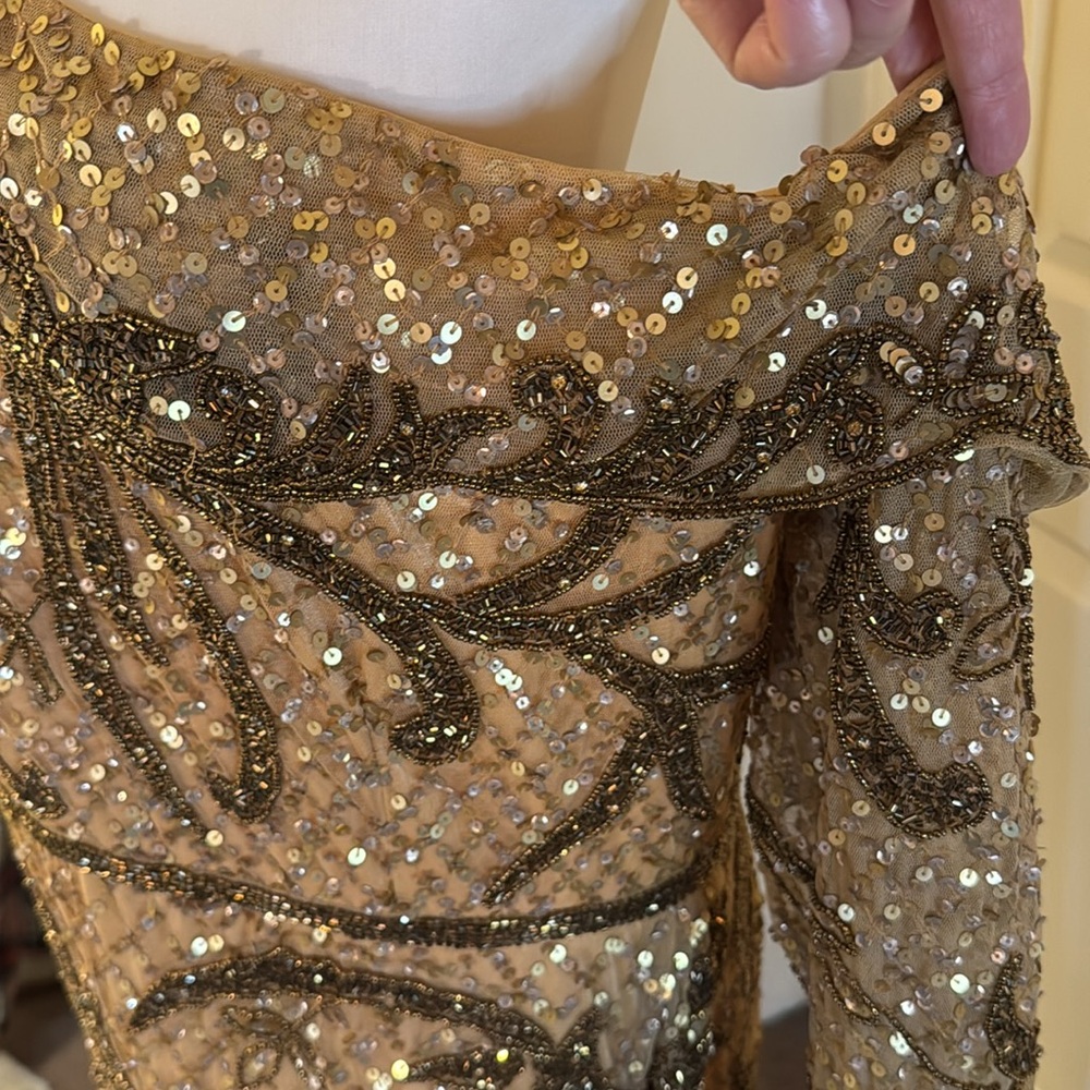Mac Duggal Gold One Shoulder Dress - Picture 6 of 16